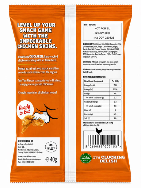Chickaron Crispy Chicken Skin Tom Yum Flavour 40g | Asian Grocery UK