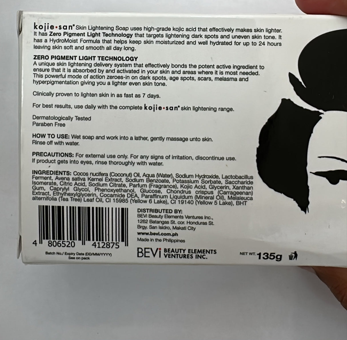 Kojie San Zero Pigment Light Skin Lightening Soap with HydroMoist 135g