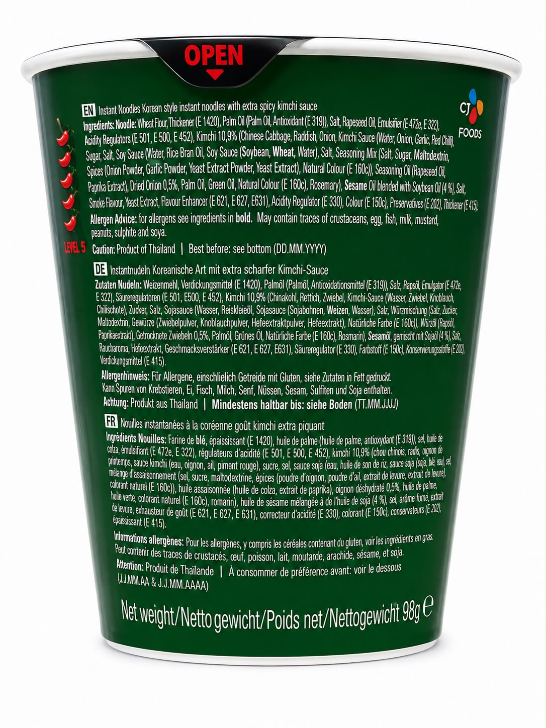 Bibigo Extra Spicy Kimchi Ramyun Cup Noodles 98g