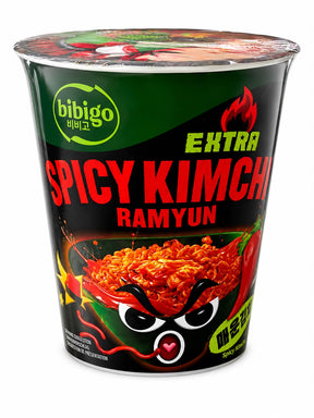 Bibigo Extra Spicy Kimchi Ramyun Cup Noodles 98g | Asian Grocery UK