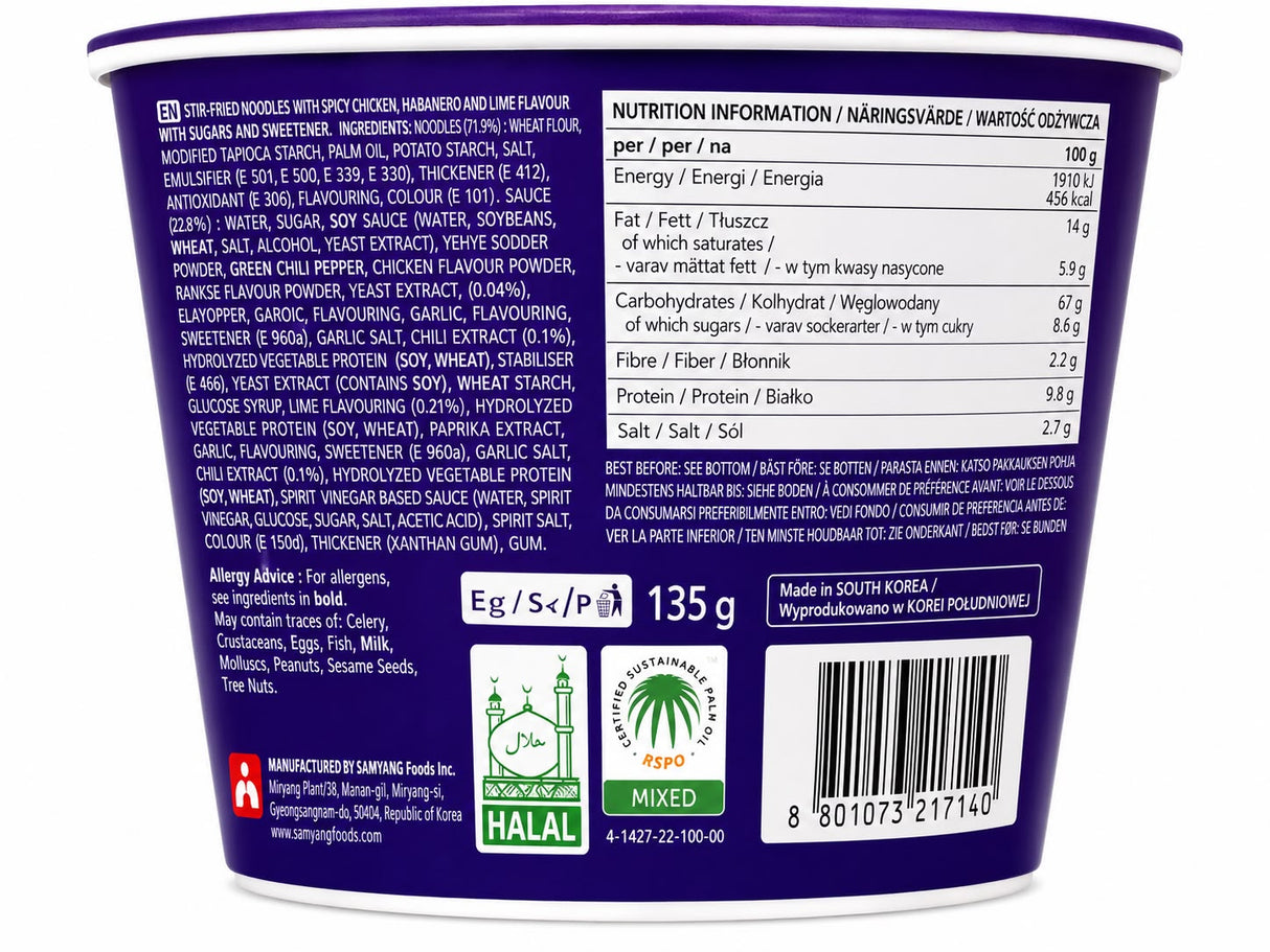 Samyang Buldak XL Cup Habanero Lime Flavour 135g