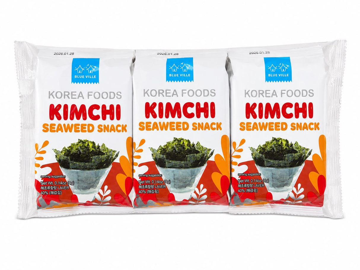 Blue Ville Kimchi Seaweed Snack 3-Pack 12g
