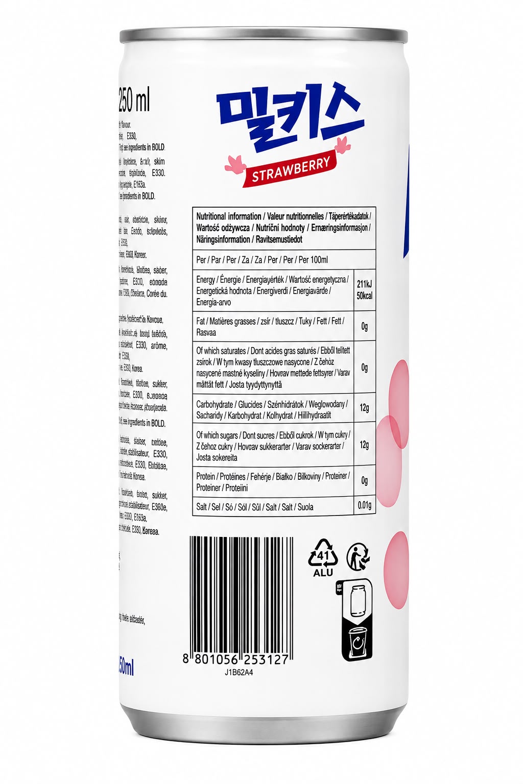 Lotte Milkis Strawberry Korean Soda 250ml
