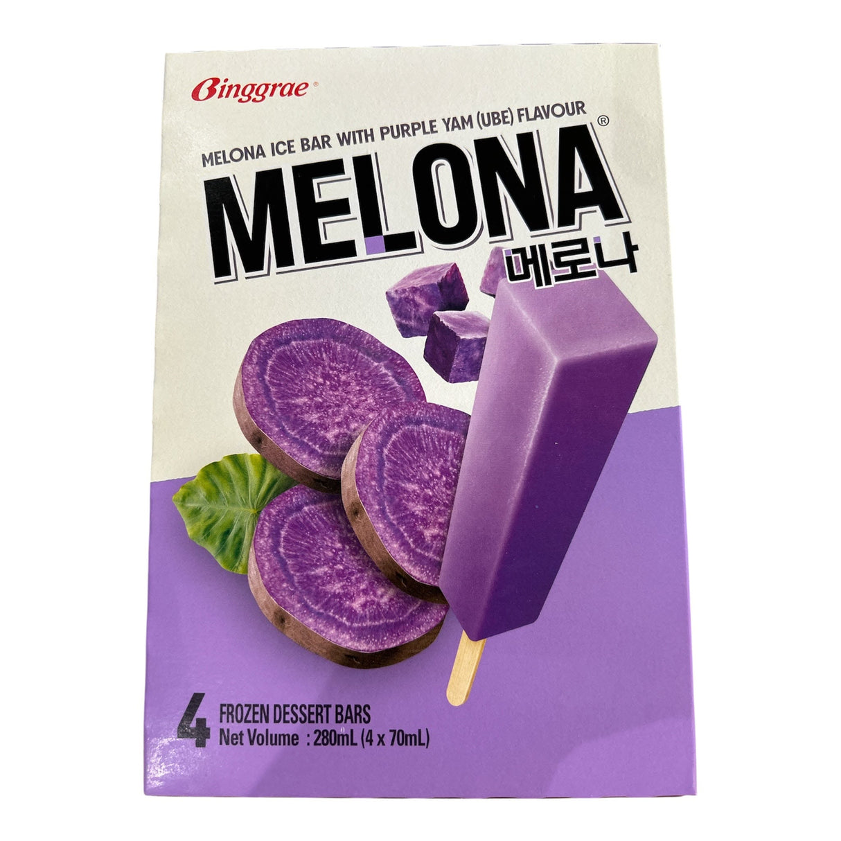 Binggrae Melona Ice Bar Purple Yam (Ube) Flavour 4 x 70ml