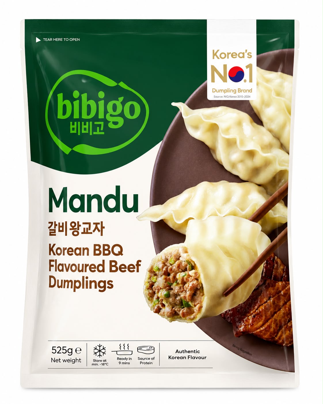 Bibigo Mandu Korean BBQ Flavoured Beef Dumplings 525g
