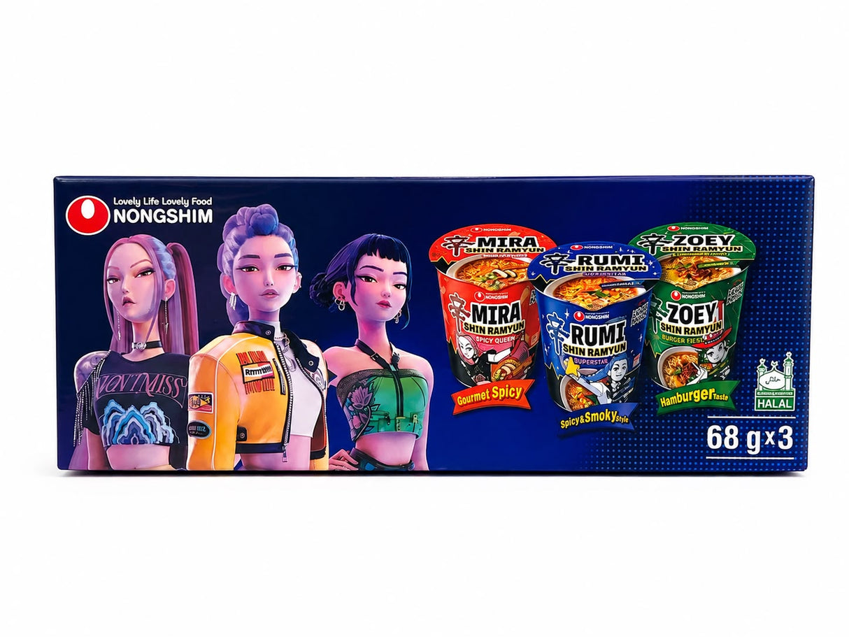 Nongshim Shin Ramyun Variety Cup Noodles 3-Pack (Mira, Rumi, Zoey) 3 x 68g