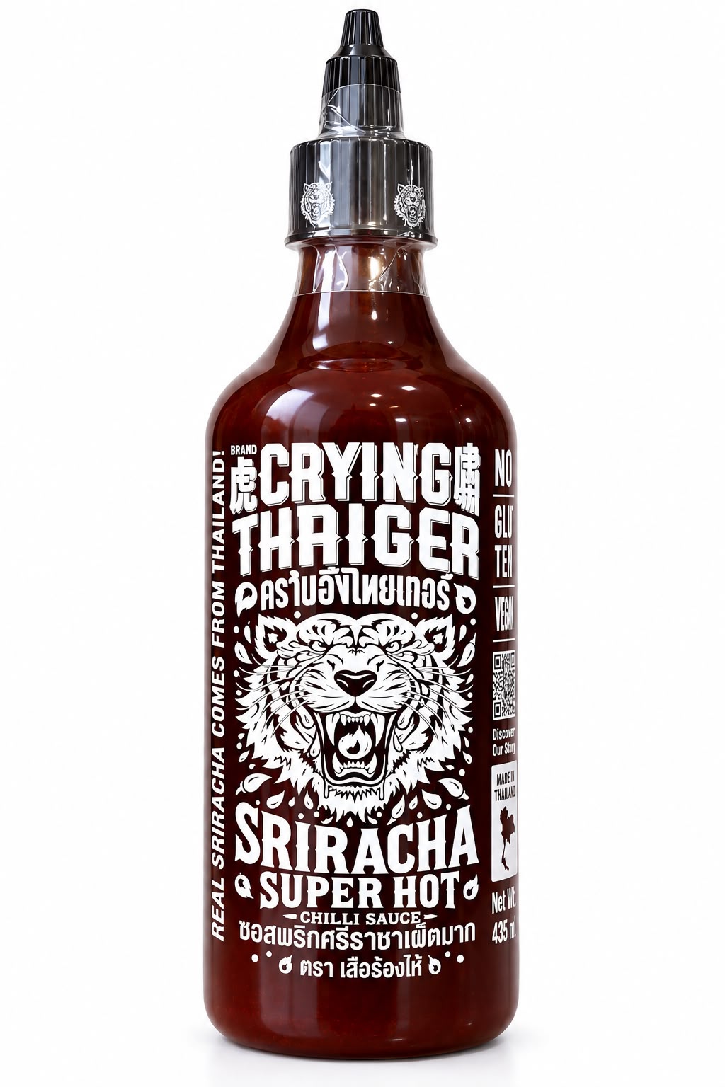 Crying Thaiger Sriracha Super Hot Chilli Sauce nutrition ingredients label | Asian Grocery UK