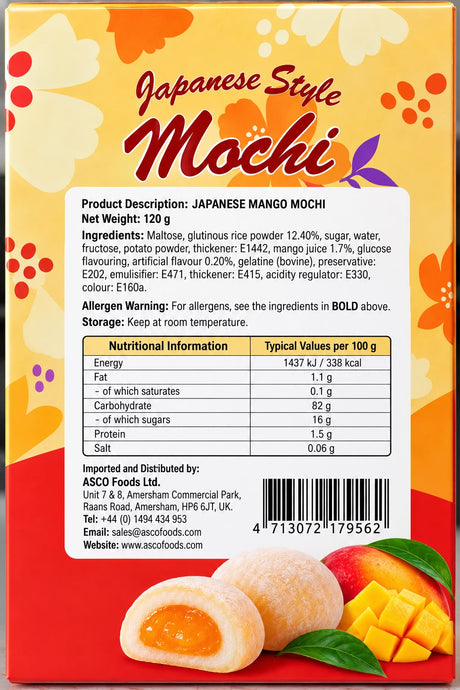 Yuki & Love Japanese Style Mango Mochi 120g (8 Pieces)