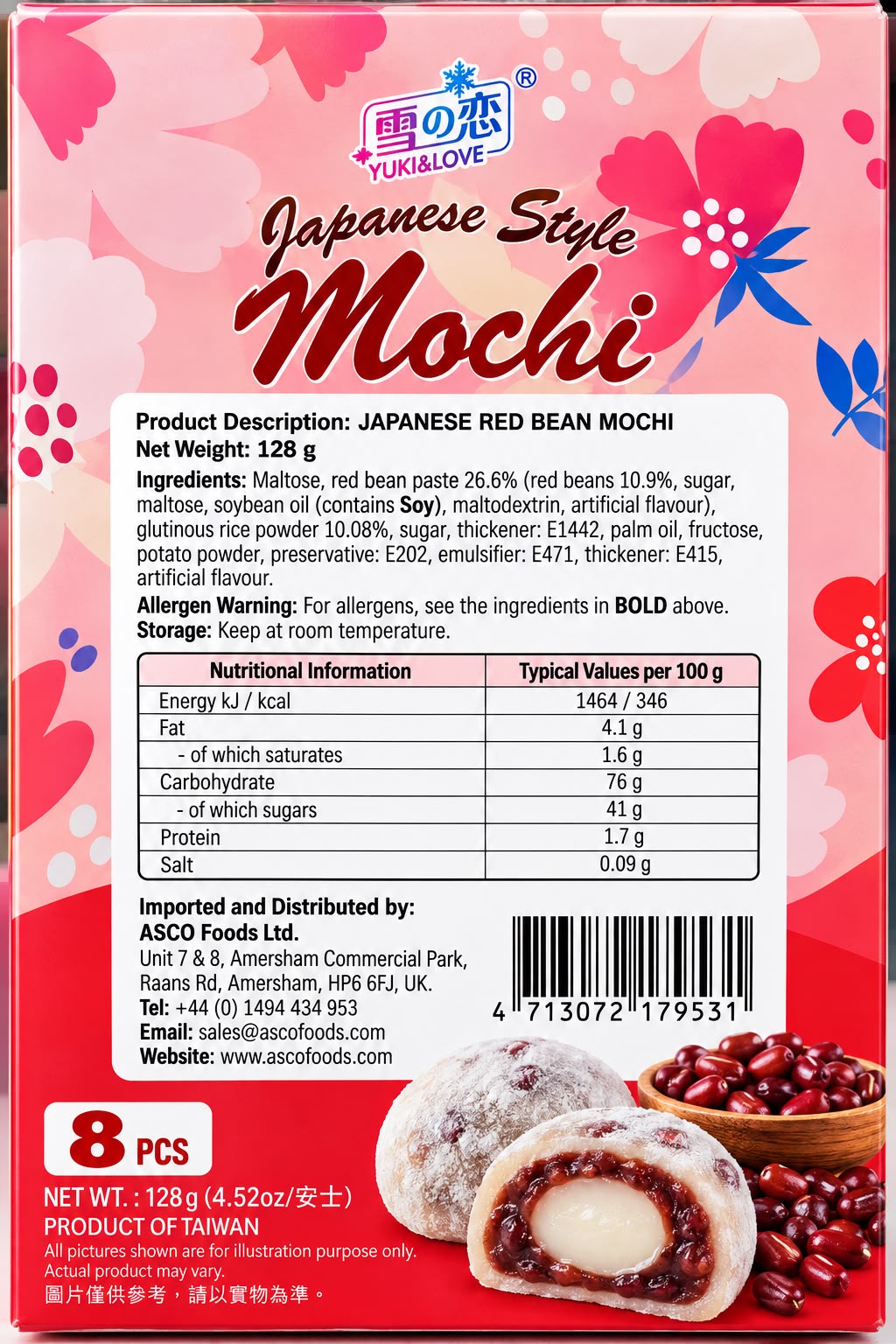 Yuki & Love Japanese Style Red Bean Mochi 128g