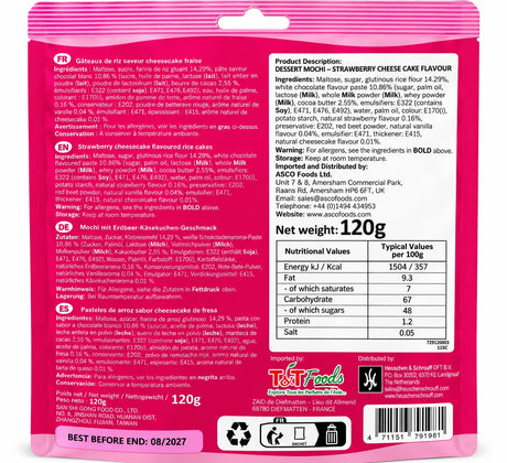 Yuki & Love Strawberry Cheesecake Dessert Mochi 120g (8 Pieces)