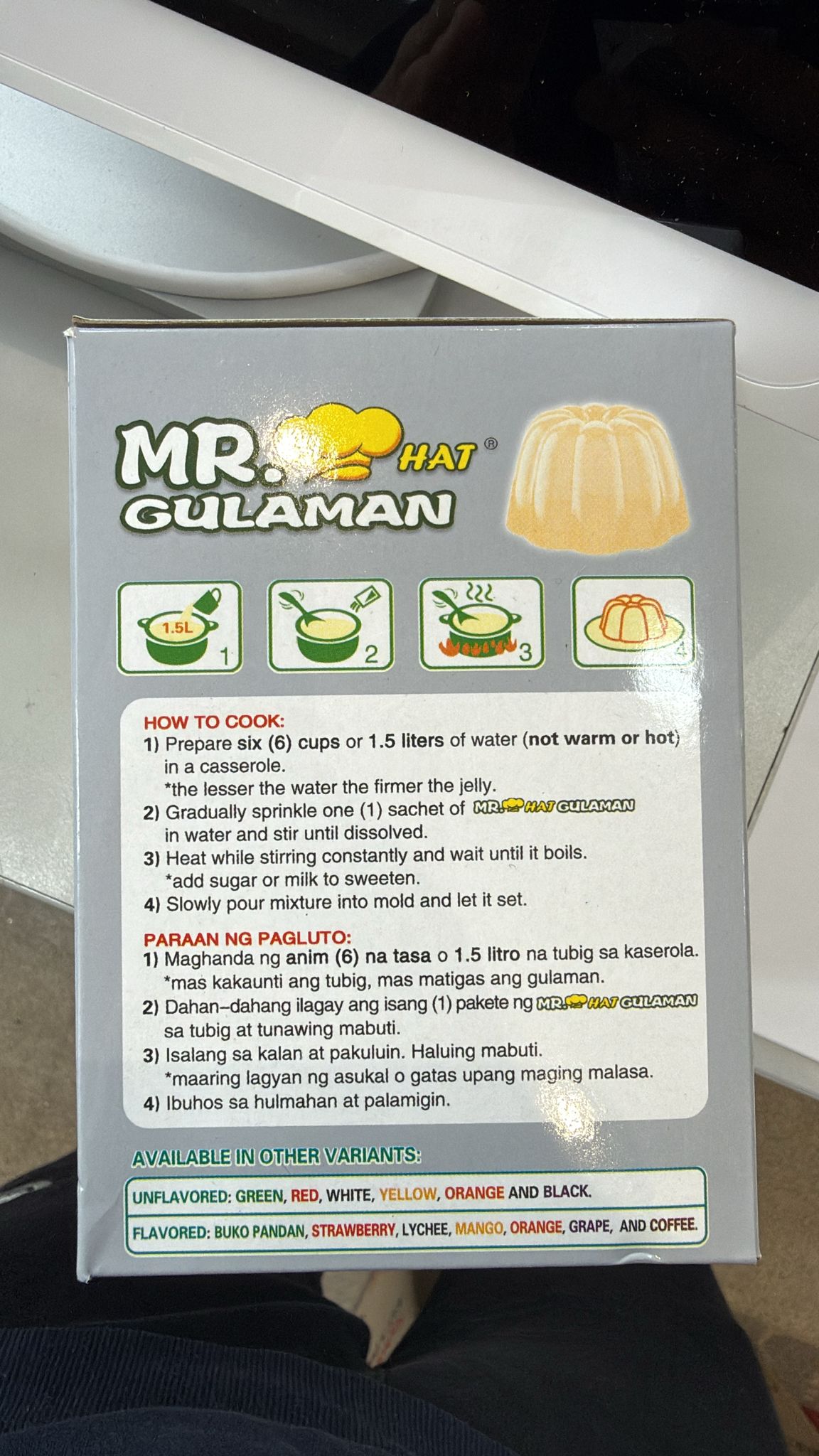 Mr. Hat White Gulaman Unflavored Jelly Powder 25g