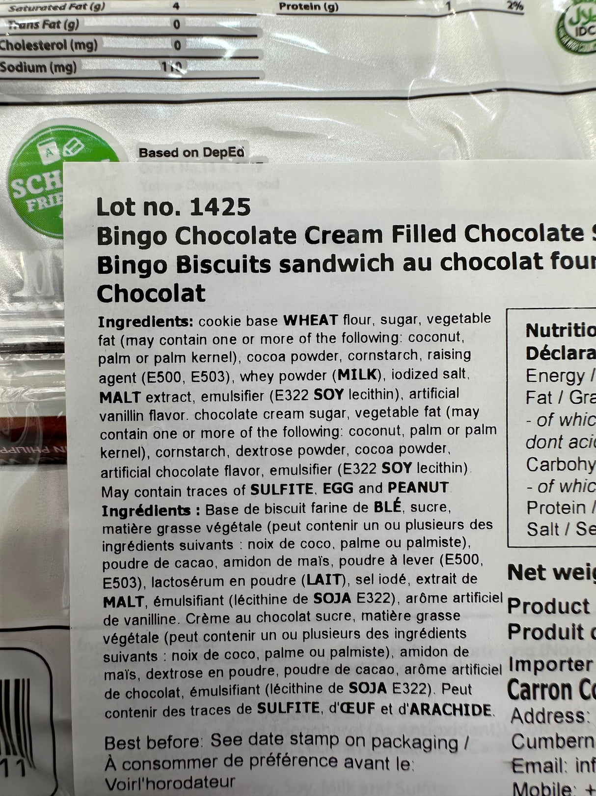 Bingo Double Choco Chocolate Cream Filled Sandwich Cookies 280g