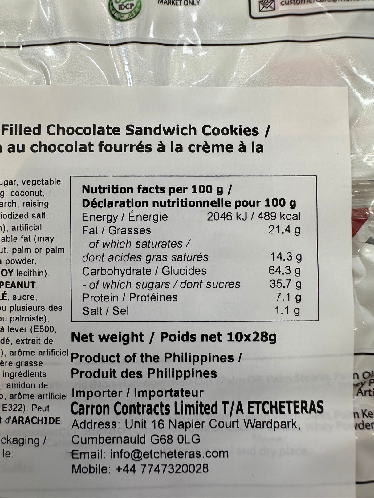 Bingo Double Choco Chocolate Cream Filled Sandwich Cookies 280g