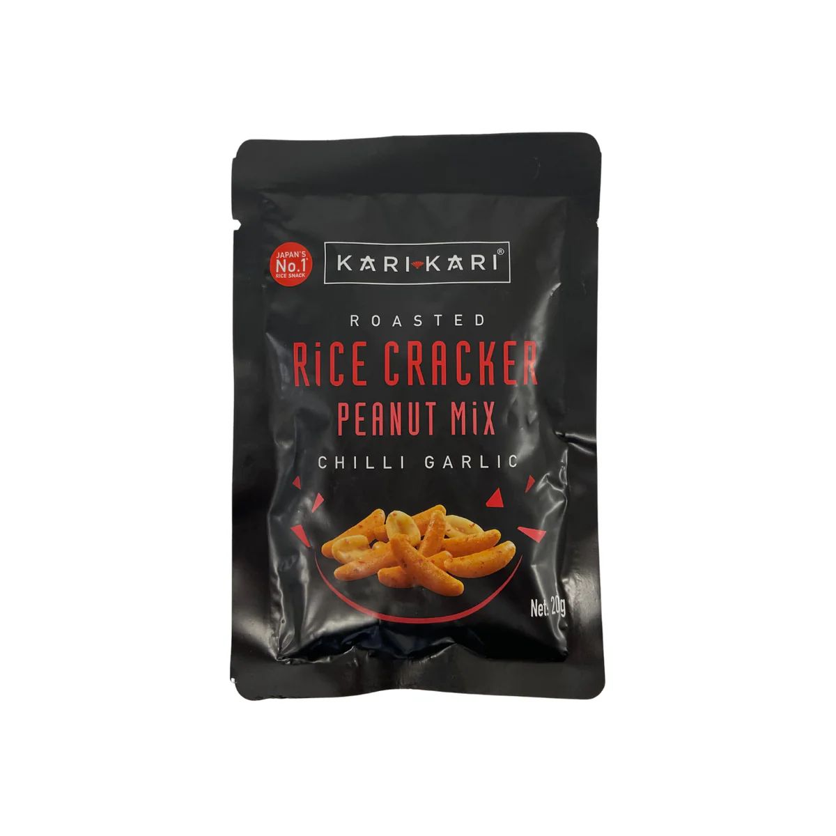 Kari Kari Roasted Rice Cracker Peanut Mix Chilli Garlic 20g