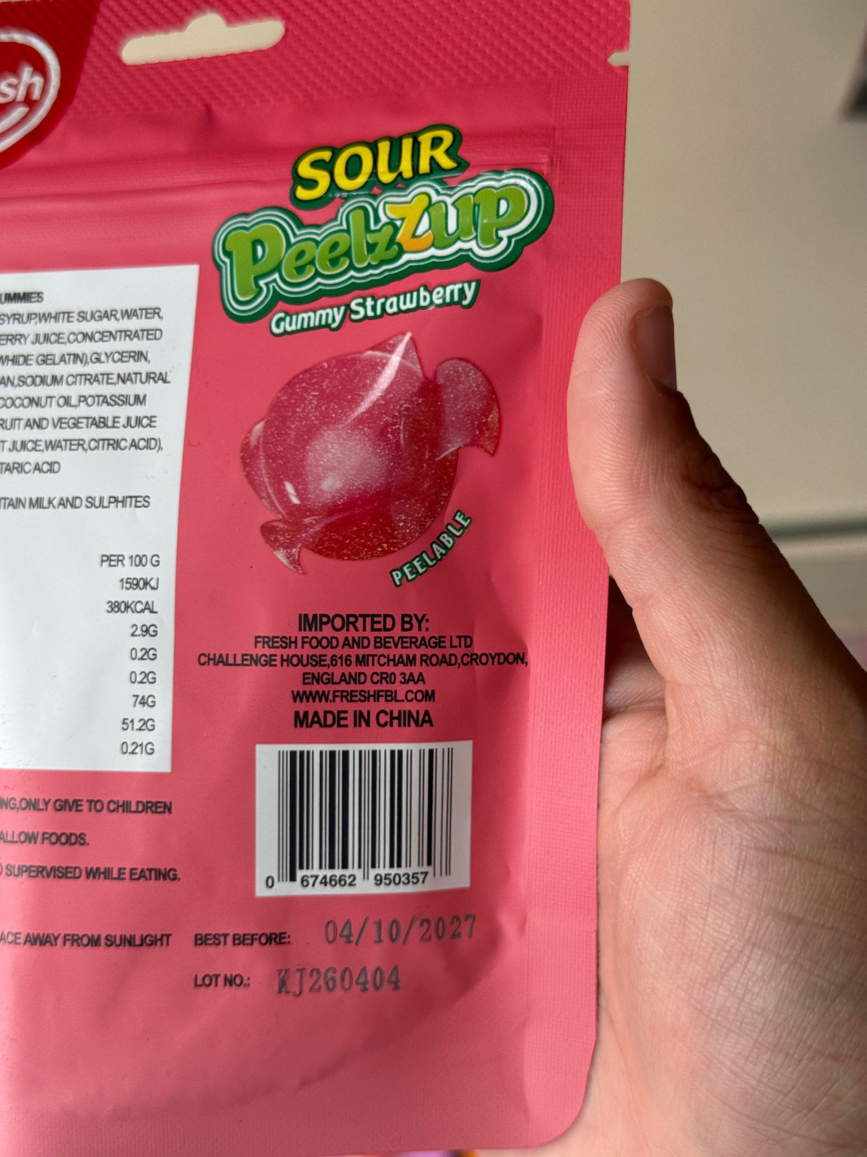 Fresh Sour PeelzZup Gummy Strawberry 65g
