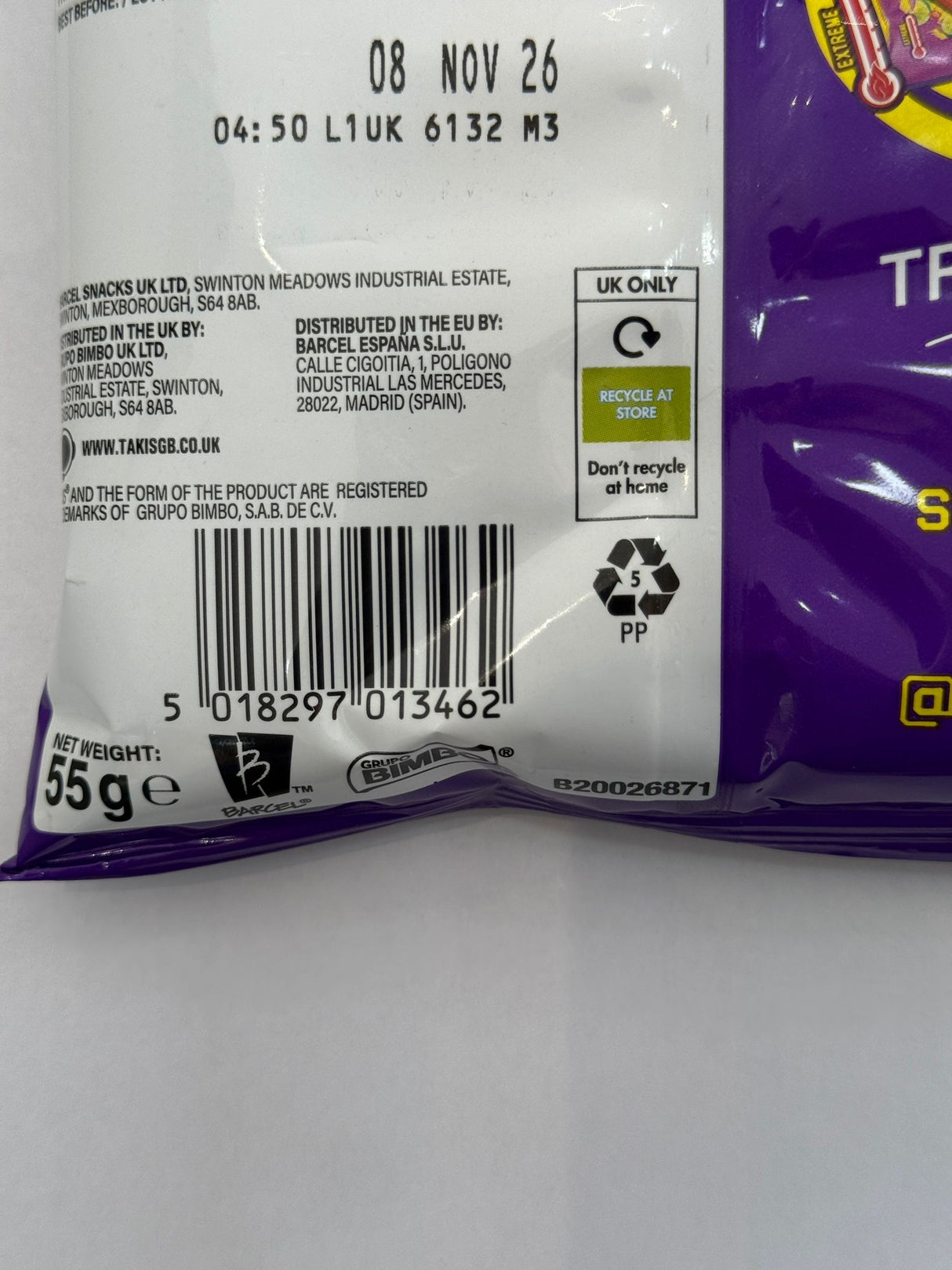 Takis Smokin' BBQ Flavour Fried Maize Snack 55g