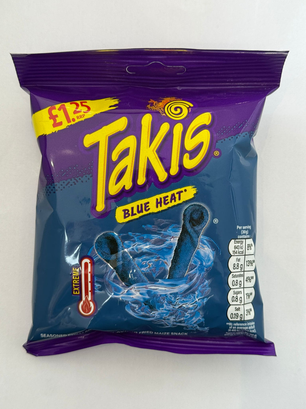 Takis Blue Heat Chilli and Lime Fried Maize Snack 55g