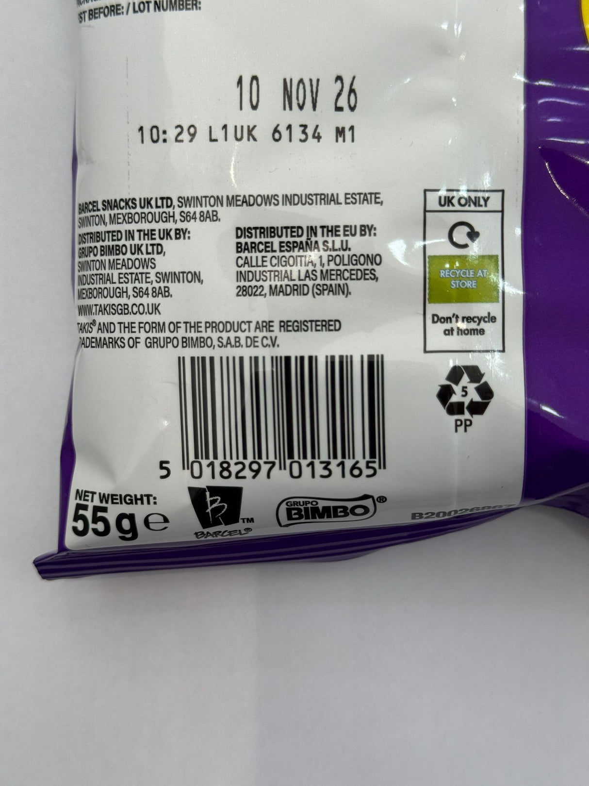 Takis Blue Heat Chilli and Lime Fried Maize Snack 55g