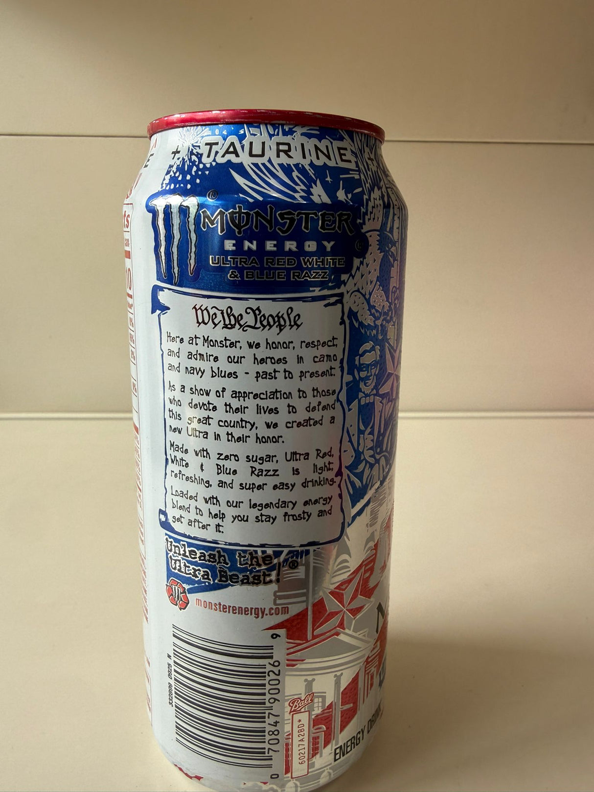Monster Energy Ultra Red White & Blue Razz Zero Sugar 500ml