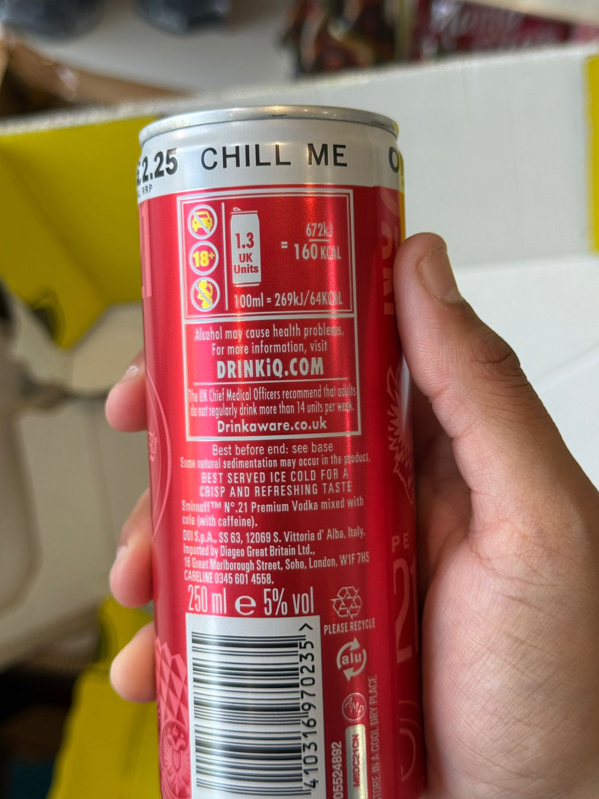 Smirnoff Vodka and Cola Can 250ml