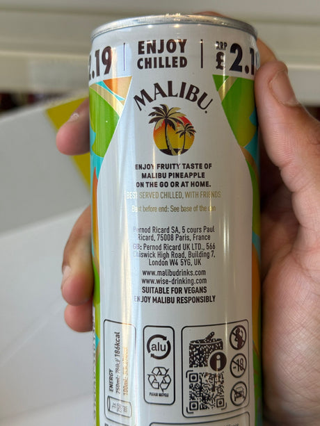Malibu Cocktails Pineapple Sparkling Can 250ml