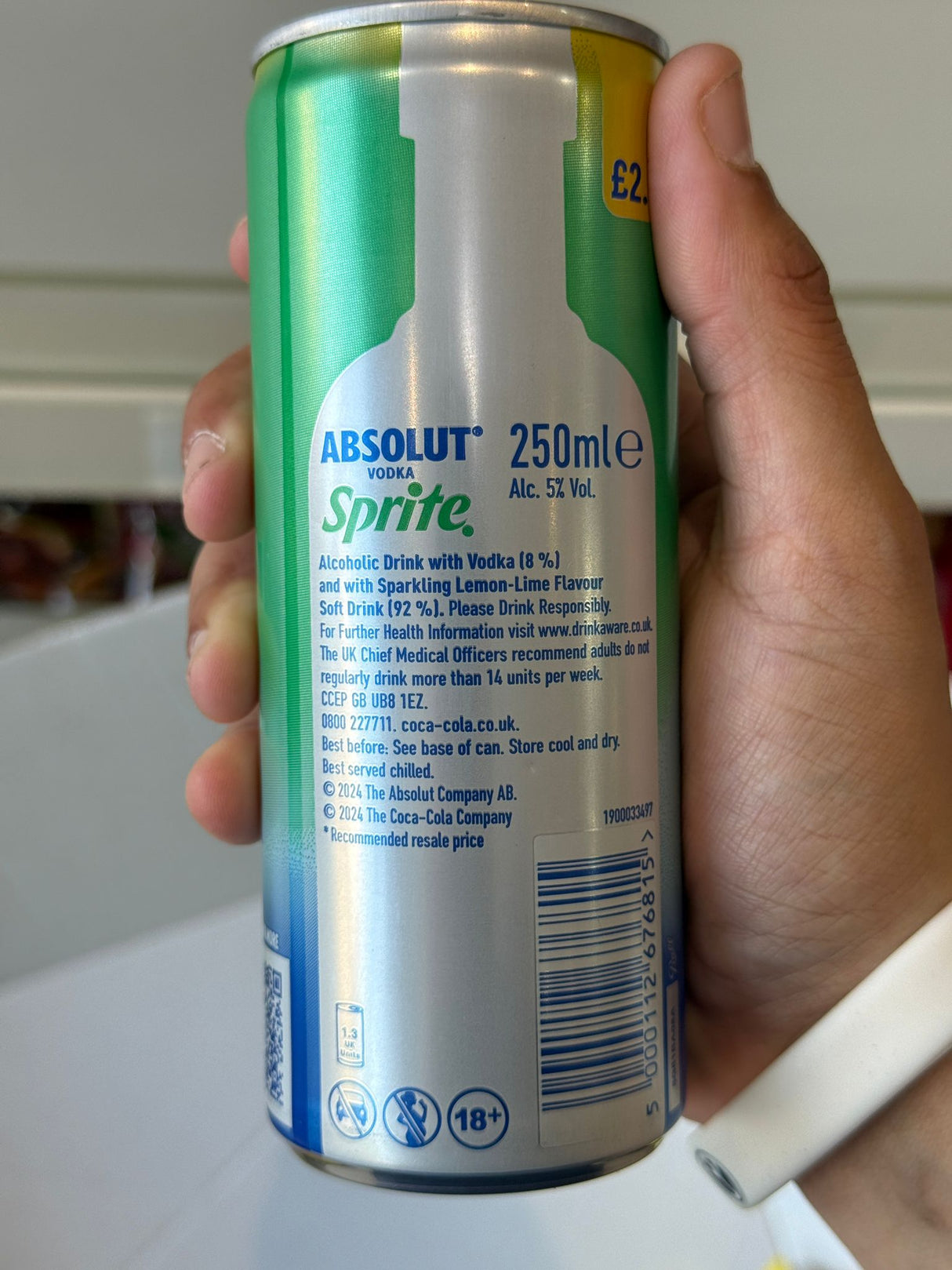 Absolut Vodka Sprite 250ml Can