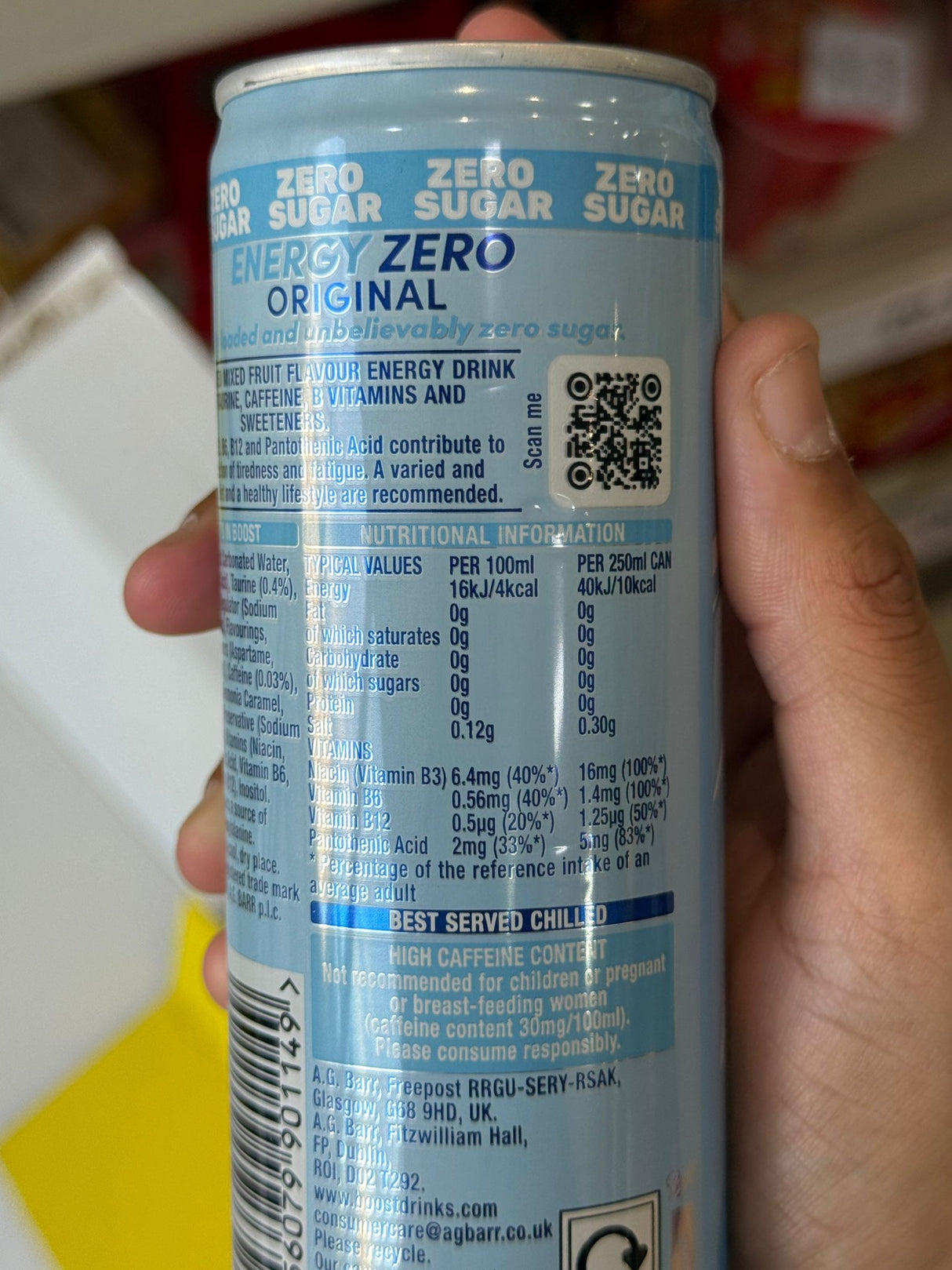 Boost Energy Zero Original 250ml Can