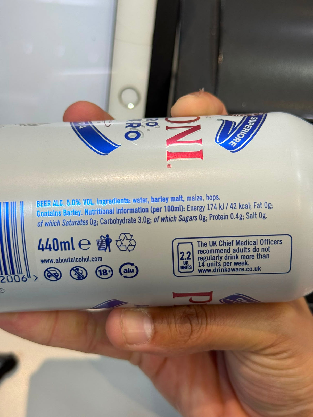 Peroni Nastro Azzurro Beer Can 440ml