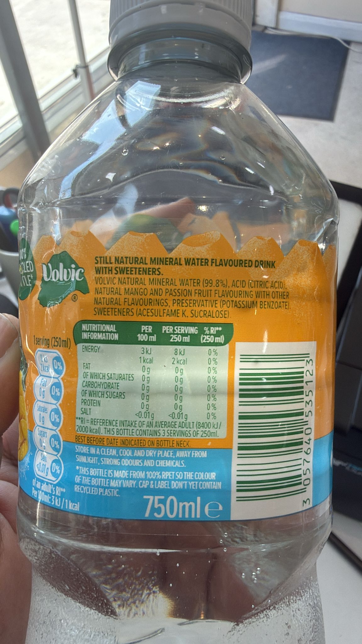 Volvic Touch of Mango Passion Sugar Free Flavoured Water 750ml