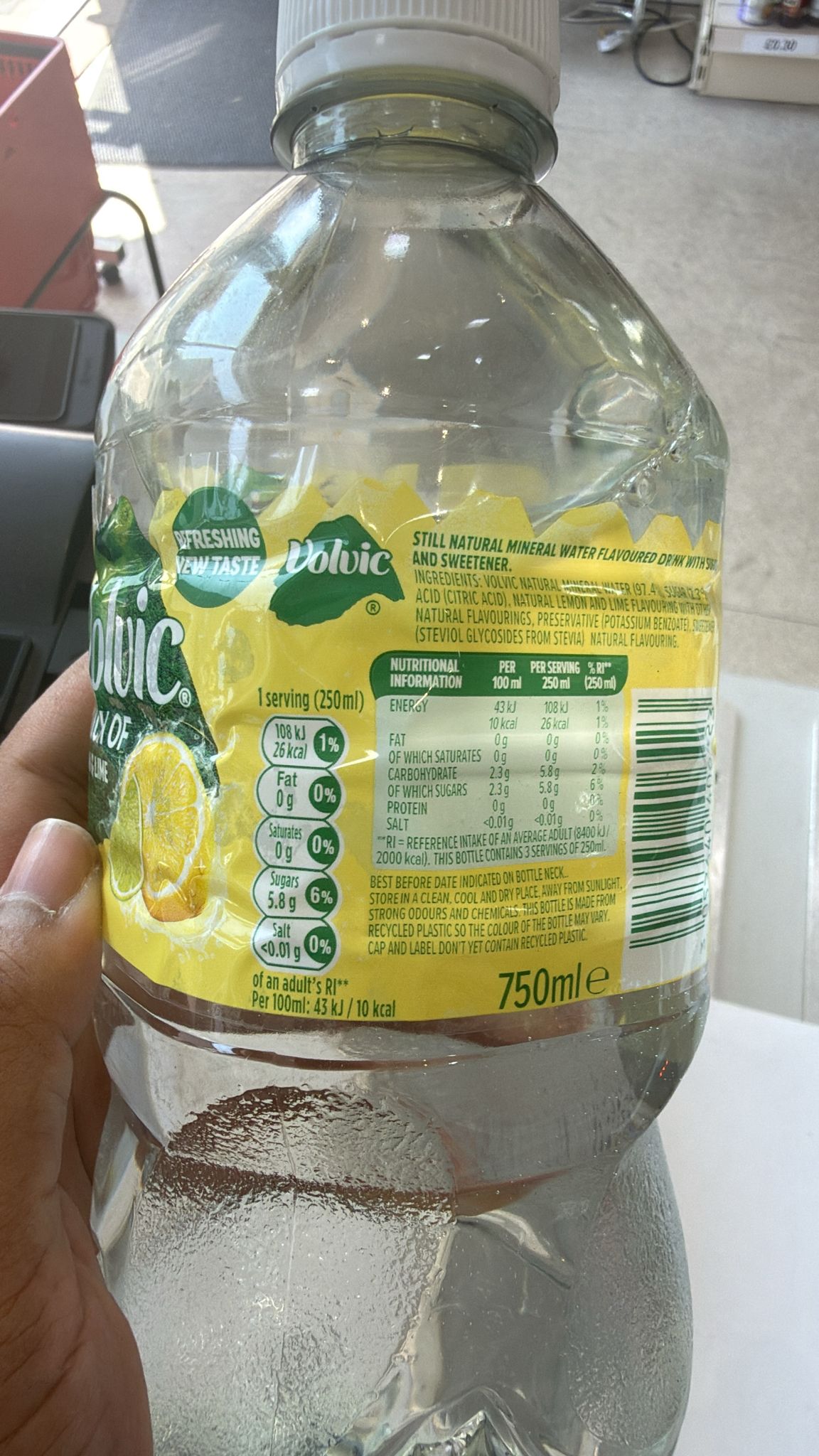 Volvic Touch of Fruit Lemon & Lime Still Water 750ml