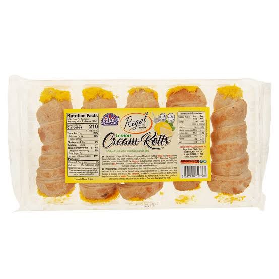 Regal Bakery Lemon Cream Rolls 5 Pieces
