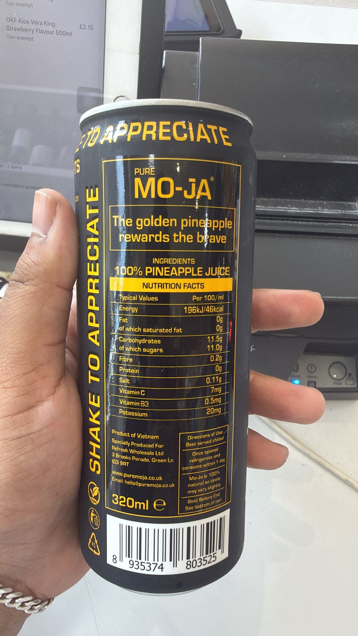 Pure Mo-Ja Pineapple Juice 320ml Can
