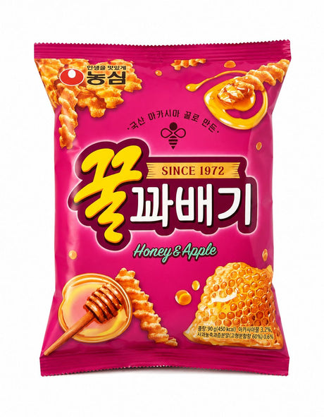 Nongshim Honey & Apple Kkul Kkwabaegi Korean Twisted Snack 90g | Asian Grocery UK