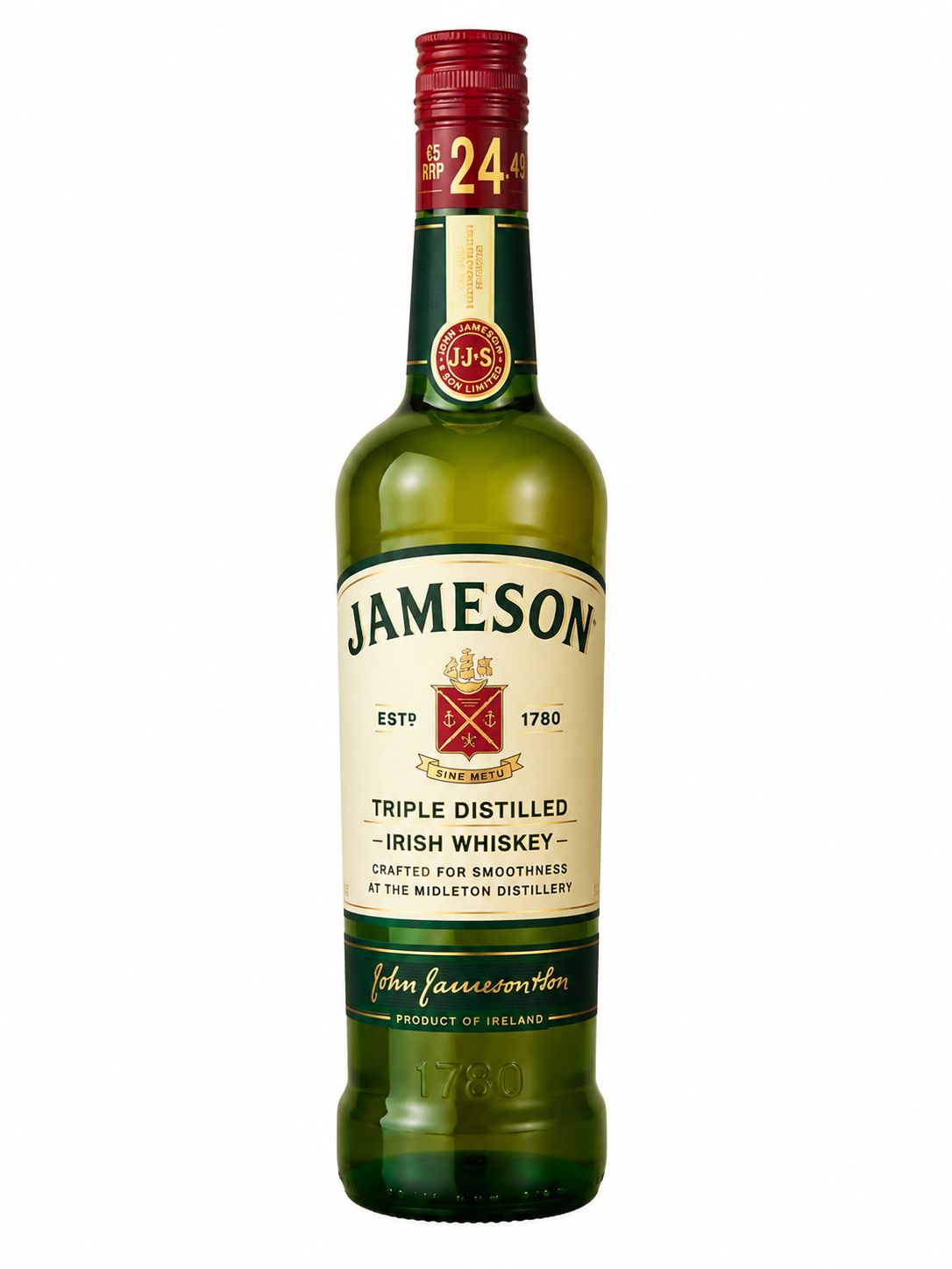 Jameson Irish Whiskey 70cl bottle neck showing RRP 24.49 | Asian Grocery UK
