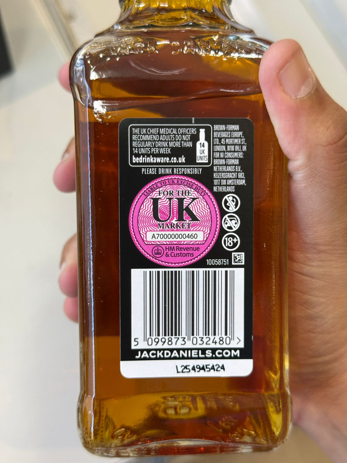 Jack Daniel's Old No. 7 Tennessee Whiskey 35cl UK excise duty barcode | Asian Grocery UK