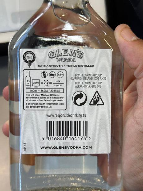 Glen's Vodka 20cl | Triple Distilled Scottish Vodka | Asian Grocery UK