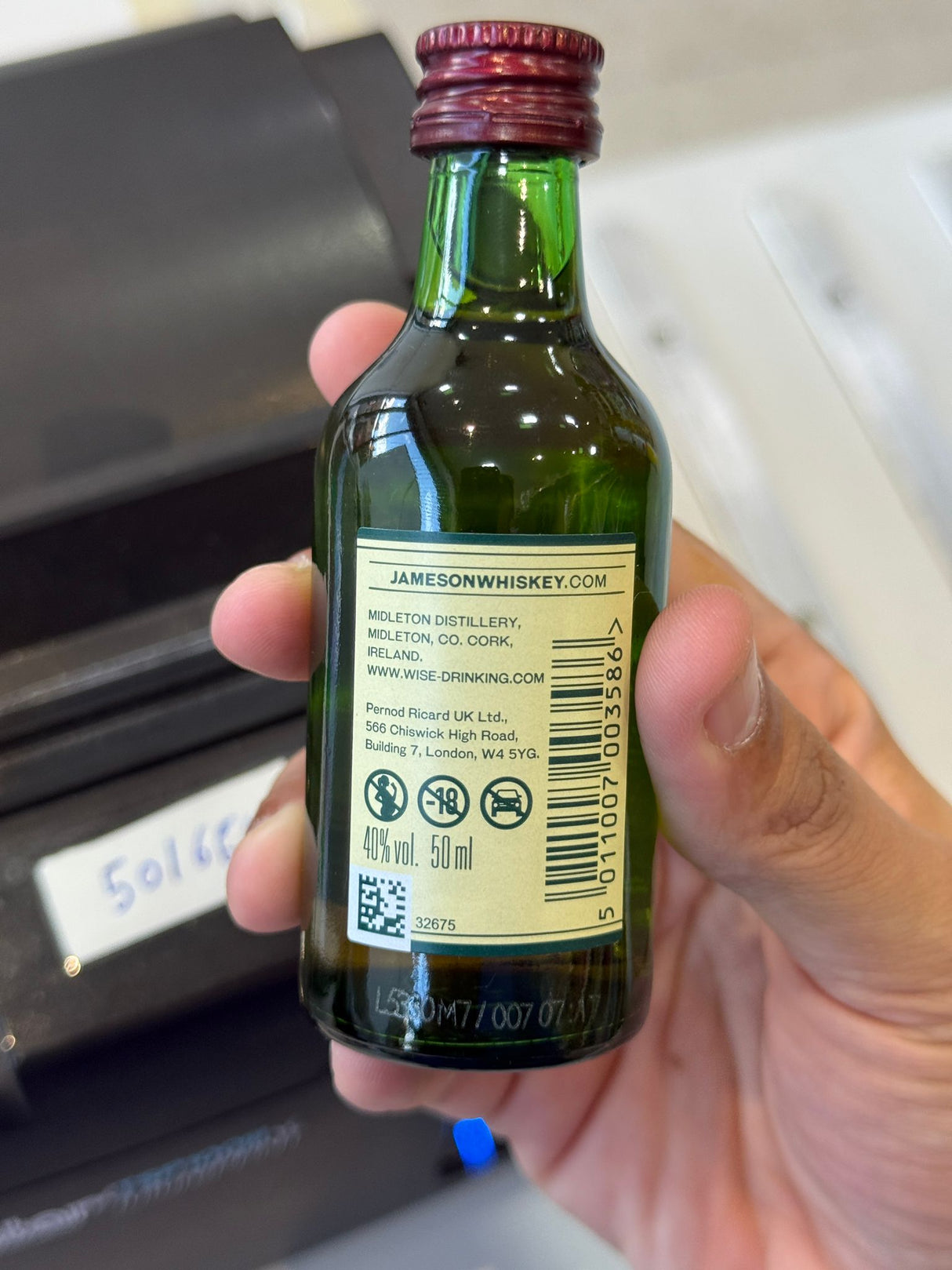 Jameson Irish Whiskey Miniature 50ml back label detail | Asian Grocery UK