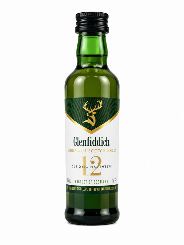 Glenfiddich 12 Year Old Whisky Miniature 5cl 40% vol back of bottle | Asian Grocery UK