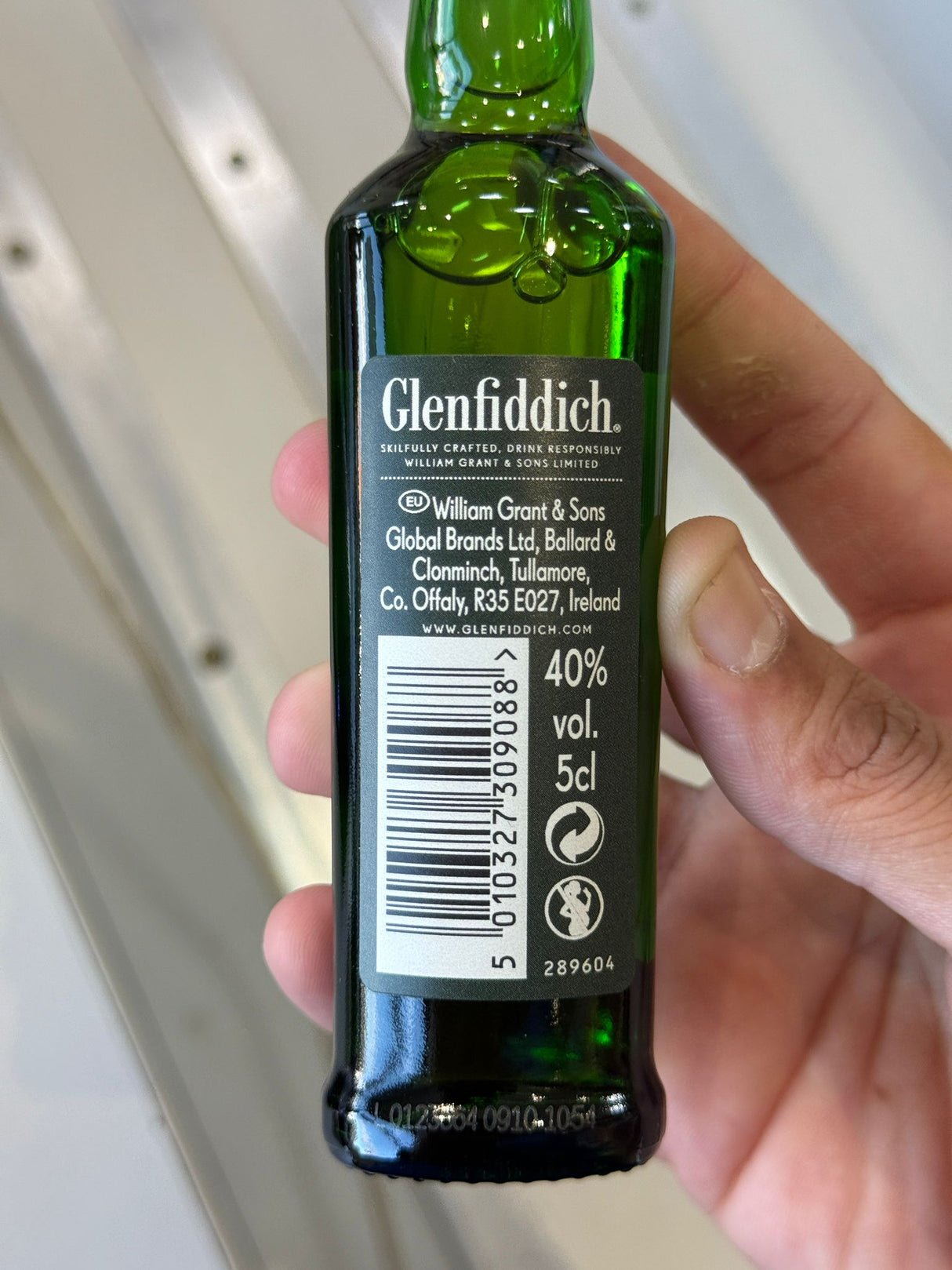 Glenfiddich 12 Year Old Scotch Whisky 5cl barcode and back label | Asian Grocery UK