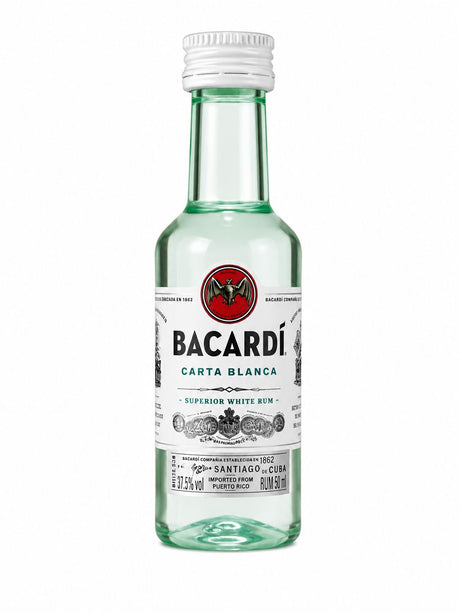 Bacardi Carta Blanca White Rum 50ml miniature back label barcode 37.5% vol | Asian Grocery UK