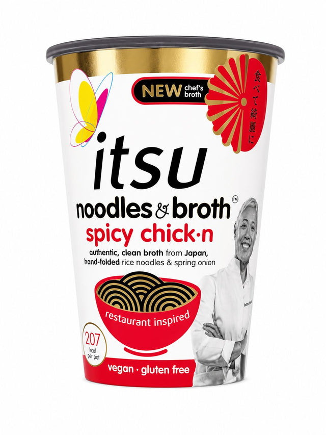 itsu Noodles & Broth Spicy Chick·n full ingredients and nutrition panel | Asian Grocery UK