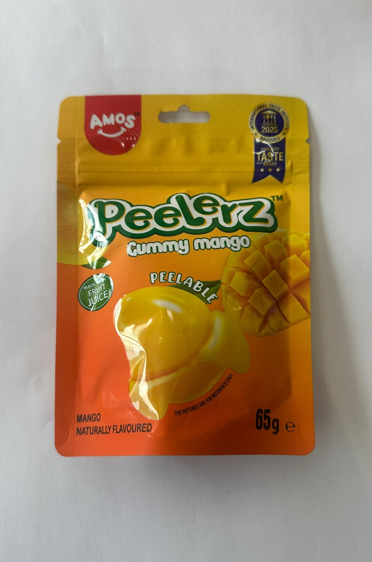 Amos Peelerz Gummy Mango barcode and best before label | Asian Grocery UK