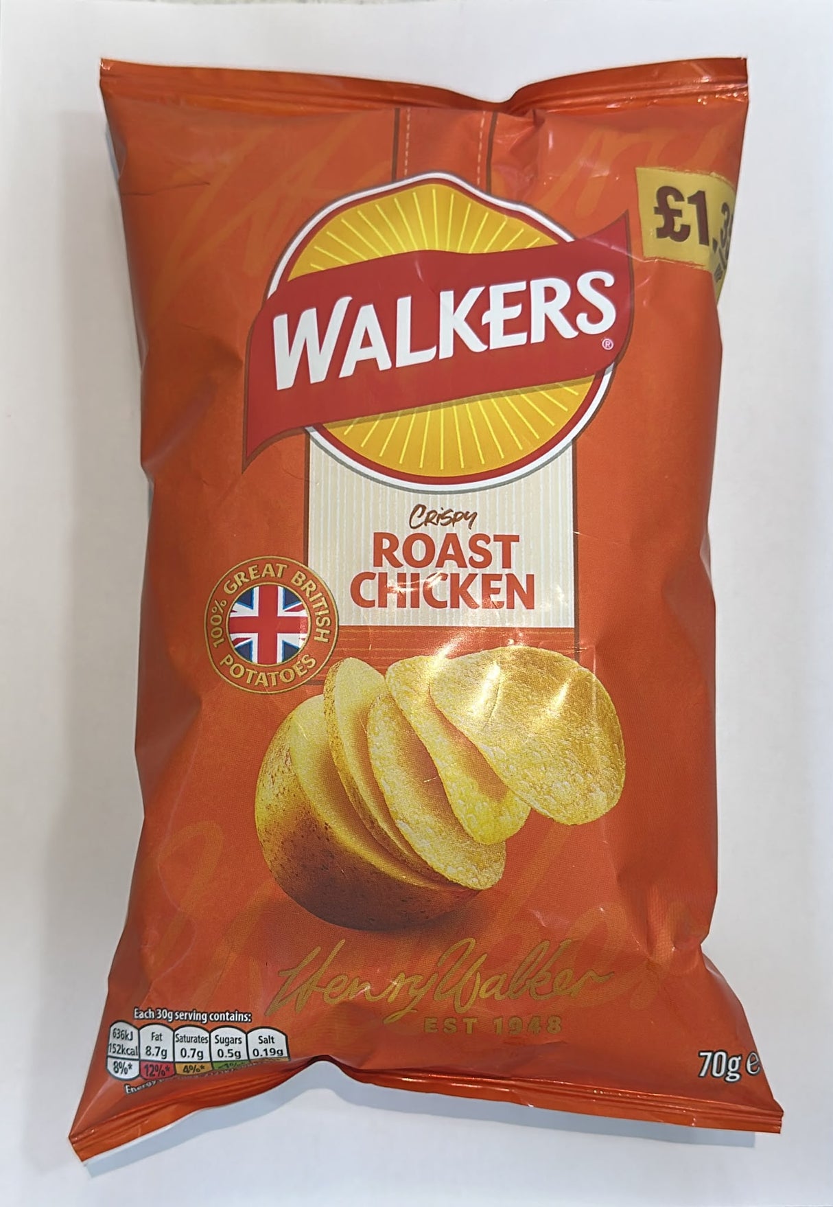 Walkers Crispy Roast Chicken Flavour Crisps 70g | Asian Grocery UK