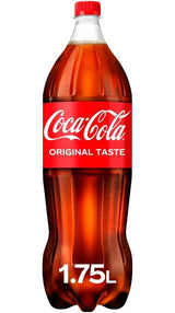 Coca-Cola Original Taste 1.75L bottle back label showing ingredients and nutrition | Asian Grocery UK