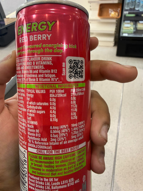 Boost Energy Red Berry 250ml can front | Asian Grocery UK