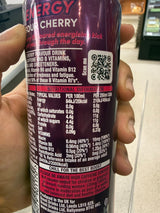Boost Energy Sour Cherry ingredients list on can | Asian Grocery UK