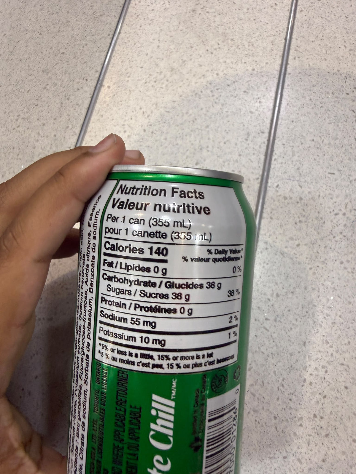 Sprite Chill Cherry Lime can ingredients label | Asian Grocery UK