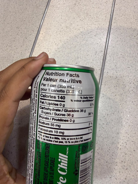 Sprite Chill Cherry Lime can ingredients label | Asian Grocery UK