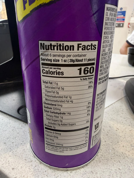 Takis Crisps Fuego nutrition facts panel | Asian Grocery UK