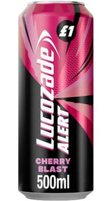 Lucozade Alert Cherry Blast 500ml can front | Asian Grocery UK